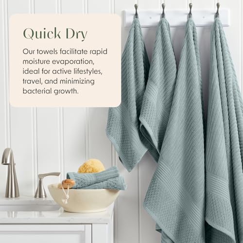 Springtree Home Oversized Bath Towel Set | 2-Pack| 100% Cotton |Silver Blue