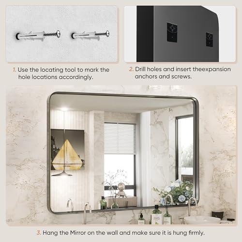 Sweetcrispy Bathroom Wall Mirror, Vanity Mirrors for Over Sink, 36x24 Inch