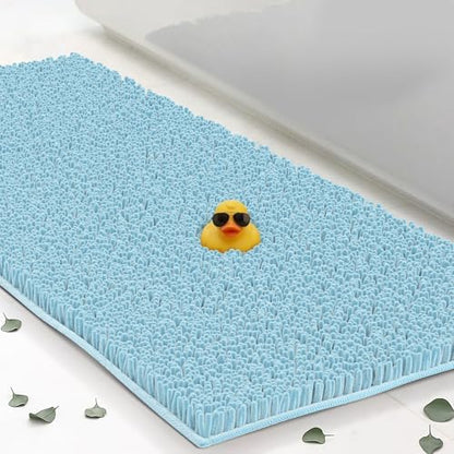 ITSOFT Extra Large Plush Bathroom Rug 59"x21", Absorbent Machine Washable Non Slip Chenille Bath Mats, Quick Dry Bathmat, Bath Rugs for Bath, Shower, Bedroom, or Door Mat, Spa Blue