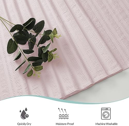 Aiyufeng Moga Extra Long Pink Shower Curtain 96 Inch Long, Embossed Texture Fabric Bathroom Shower Curtain, Large Hotel Bath Curtain with 12 Holes, 72Wx96H, Pink