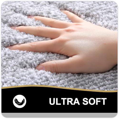 OLANLY Large Bathroom Rugs 40x24, Soft Absorbent Microfiber Bath Rugs, Grey