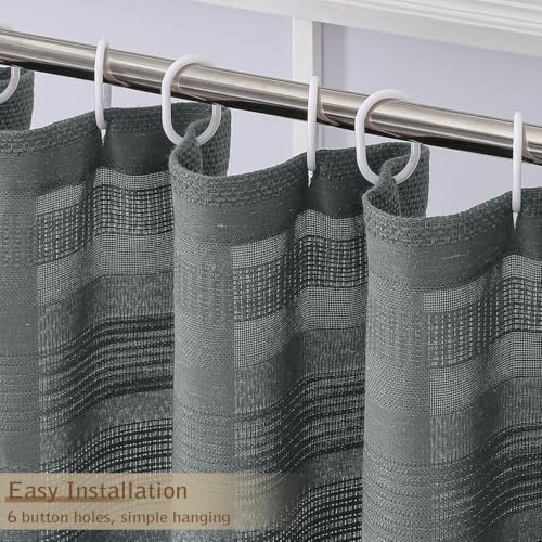 OVZME Small Stall Shower Curtain - Linen Textured Bathroom Curtain with Boho Tassel, Heavy Duty Farmhouse Bath Decor for RV Camper, Machine Washable, 36Wx72L Inches, Light Grey