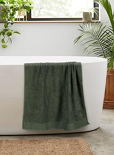 GLAMBURG 100% Cotton 2 Pack Oversized Bath Towel Set 28x55 Inches, Ultra Soft Highly Absorbant Compact Quickdry & Lightweight Large Bath Towels, Ideal for Gym Travel Camp Pool - Olive Green