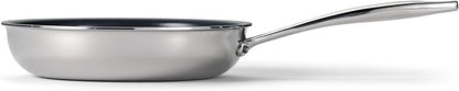 Tramontina Signature 8-Inch Tri-Ply Clad Stainless Steel Small Frying Pan with Ceramic Non Stick Interior, Induction-Ready Nonstick Skillet, Oven-Safe, Made in Brazil
