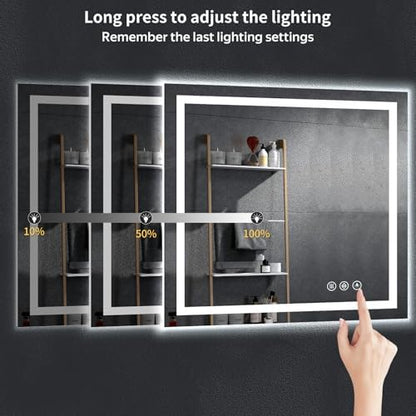 36"x40" LED Bathroom Mirror with Lights, Backlit+Frontlit, Anti-Fog