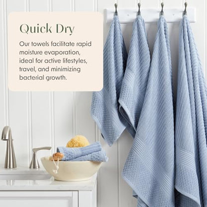 Springtree Home Oversized Bath Towel Set | 2-Pack | 100% Cotton | Blue