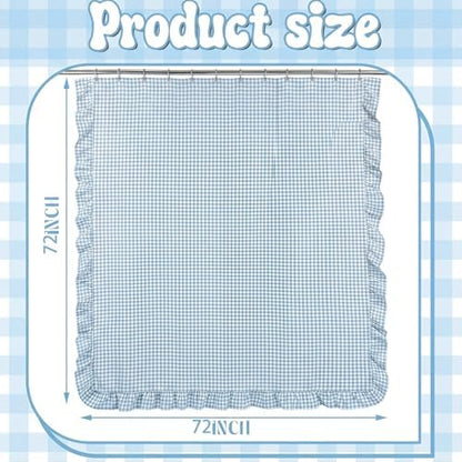 HunnmingRe Ruffled Gingham Shower Curtain Light Blue