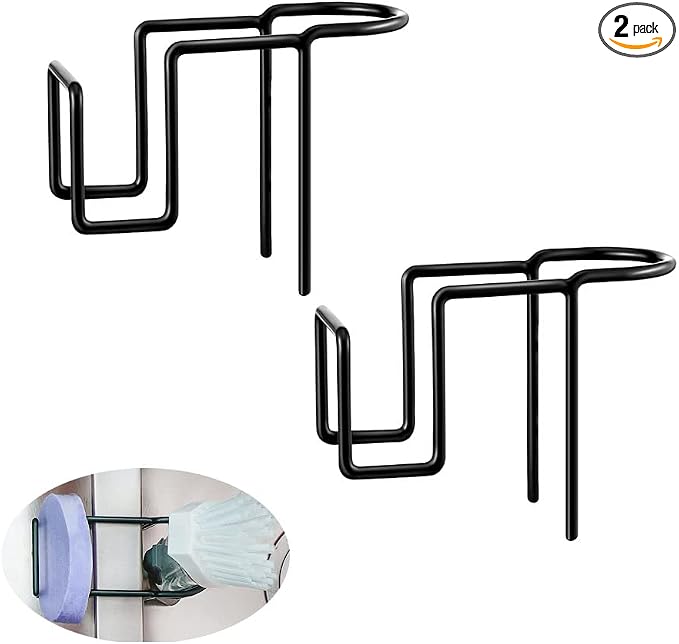 XXHong Black Sponge Holder for Kitchen Sink Dish Wand Holder Sink Caddy Organizer No Drilling Brush Holder Accessories 2 Packs