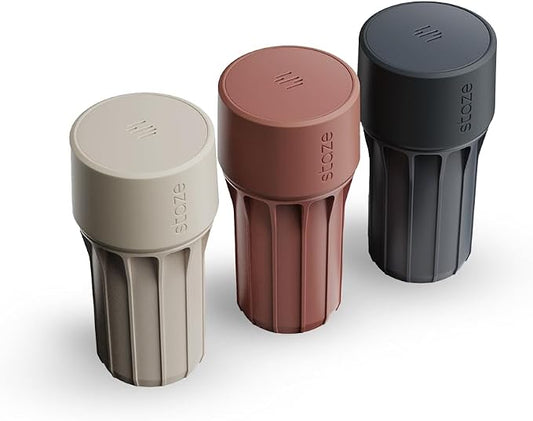 Staze Air Tight Smell Proof Container (148ml) – Vacuum Seal Jar - Waterproof Food Storage Canister, Portable Small Smell Proof Jar for Coffee, Herb, Spice & Gummies - (Desert Trio)