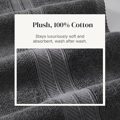 Modern Threads 6 Piece Bath Towel Set – Bathroom Set with 2 Bath Towels, 2 Hand Towels, and 2 Wash Cloths – 100% Cotton, Super Absorbent & Extra Soft – Reversible Botanical Vine (Gray)