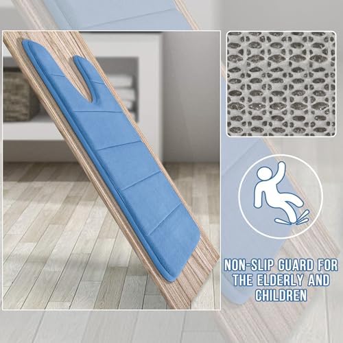 Yimobra Memory Foam Toilet Bath Mat U-Shaped, Soft and Comfortable, Super Water Absorption, Non-Slip, Thick, Machine Wash and Easier to Dry for Bathroom Commode Contour Rug, 24 X 20 Inches, Blue