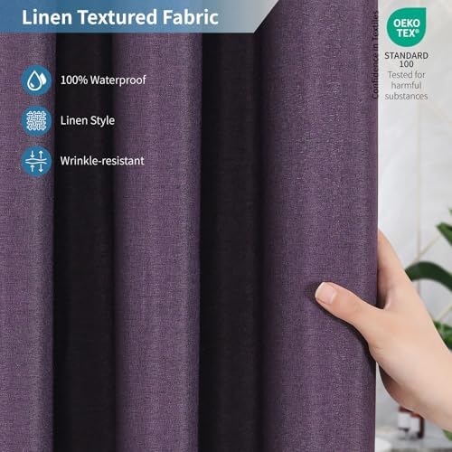 Waterproof Fabric Shower Curtain,No Liner Needed,72x72,Purple