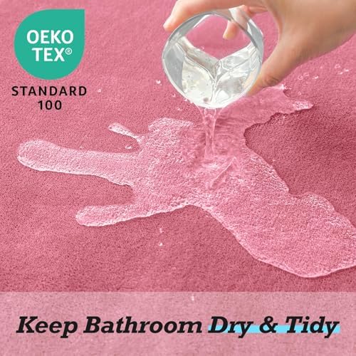 HUXMEYSON Bathroom Rugs Sets 2 Piece, Non-Slip & Quick Dry Bath Mat Set, Ultra Soft Velvet Bath Rugs for Bathroom, Toilet and Shower Floor, Pink