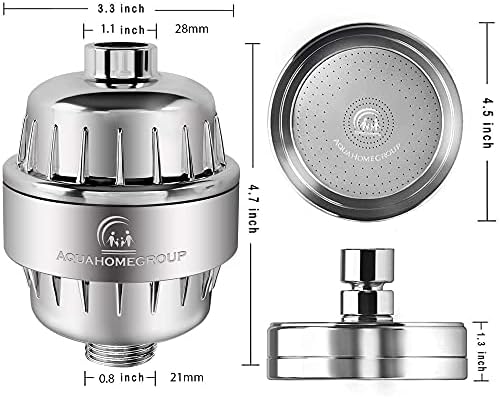 AquaHomeGroup Filtered Shower Head, 20+3 Stage, Reduces Chlorine, Chrome