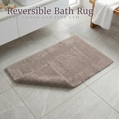 Bathroom Rugs - 2-Piece Cotton Bathroom Mat Set - Machine Washable Bath Mats for Washroom, Kitchen, or Laundry Room by Lavish Home (Taupe)