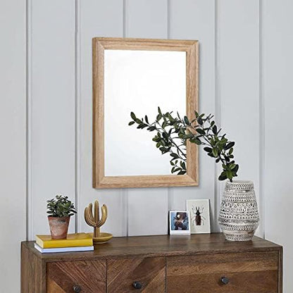 AAZZKANG Rustic Mirrors for Wall Rectangle Wooden Frame Hanging Mirror for Bedroom Bathroom Living Room Entryway Small