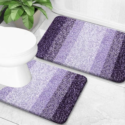 OLANLY Micorfiber Bathroom Rug Set 2 Piece, 30"x20"+U-Shaped 24"x20"