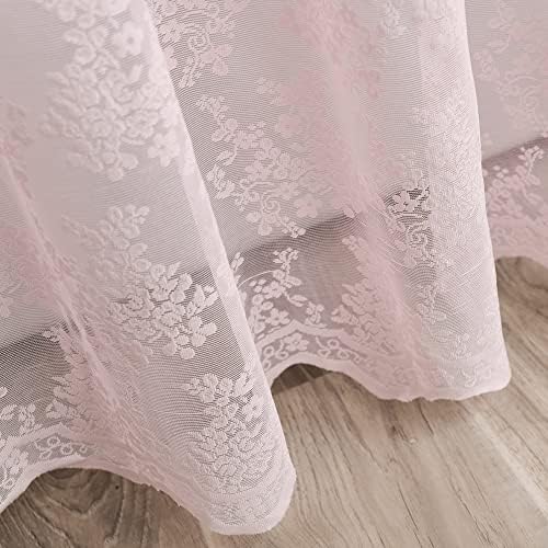 Pink Lace Shower Curtain 72x72, Cute Girly Style with Attached Valance