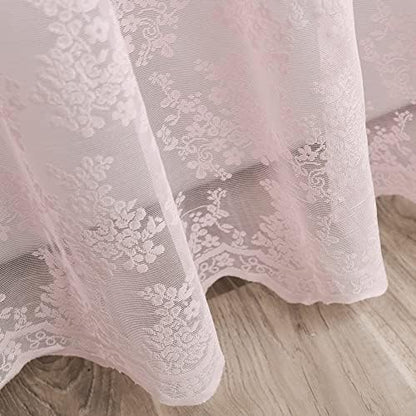 Pink Lace Shower Curtain 72x72, Cute Girly Style with Attached Valance