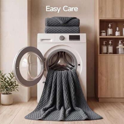 REDKISS Charcoal Gray Microfiber Bath Towels Lagre, 30“x60”, 2 Pack