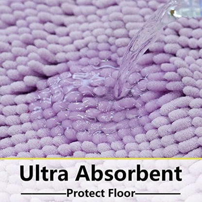 BOANKODU Bathroom Rugs Sets 2 Piece, Extra Soft Chenille Bath Mat Absorbent Bathroom Rug, Bathroom Mat with Sturdy PVC Non-Slip Bottom, Machine Washable Bath Rugs (Lavender)