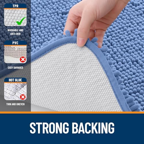 OLANLY Large Bathroom Rugs 47x32, Extra Soft Absorbent Chenille Bath Rugs