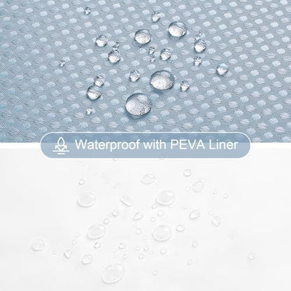 Gibelle 3 in 1 Fog Blue Shower Curtain with PEVA Liner, 12 Hooks, 72x72