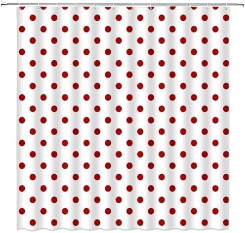 Polka Dot Shower Curtain Red White Retro Spot Vintage Fabric Decorative Bathroom Curtains with Hooks,70" Wx78 H
