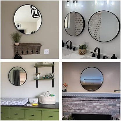 Oruii Round Mirror, 22 inch Black Circle Mirror, Matte Black Metal Frame