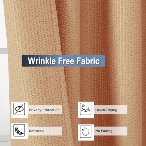 OWENIE Coral Stall Shower Curtain for Bathroom, 3D Embossed Textured Fabric Small Shower Curtain for Narrow Stall Size, Machine Washable Water Resistance, Hotel Style, 36" W x 72" L, Coral
