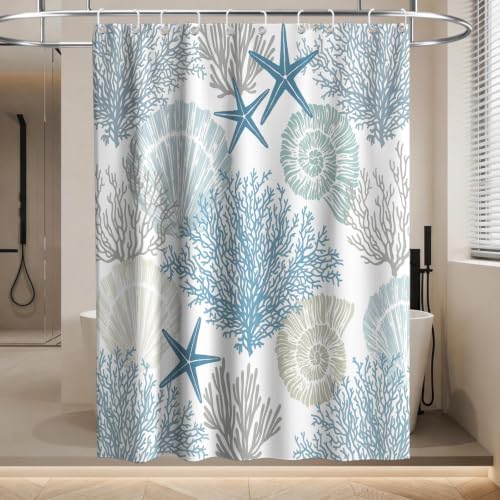 Cute Kids Ocean Shower Curtain Modern Luxury Nautical Tropical Seashell