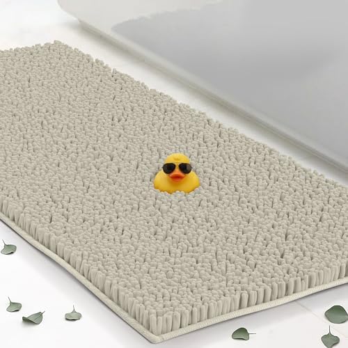Chenille Bath Mats 59"x21", Plush Absorbent Quick Dry, Soft & Machine Washable, Non Slip Carpet for Bathroom, Thick Bathroom Rugs, Shower Restroom Rug Mat, Alfombras De Bano, Bathrugs