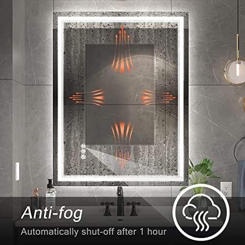 Ratsamee 24"x32" LED Bathroom Mirror with Lights, Backlit + Front Lit
