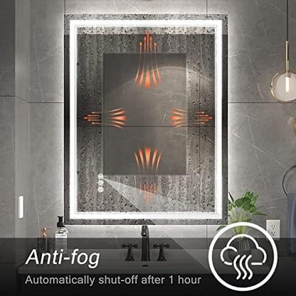 Ratsamee 24"x32" LED Bathroom Mirror with Lights, Backlit + Front Lit