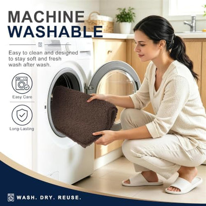 OLANLY Microfiber Bathroom Runner Rugs 47x17, Ultra Soft Bath Mat, Brown