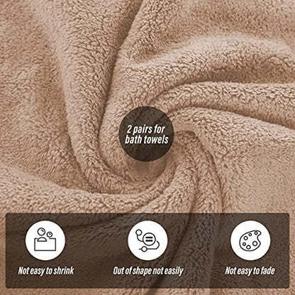 MOONQUEEN 2 Pack Premium Bath Towel Set - Quick Drying - Microfiber Coral Velvet Highly Absorbent Towels - Multipurpose Use as Bath Fitness, Bathroom, Shower, Sports, Yoga Towel (Brown)