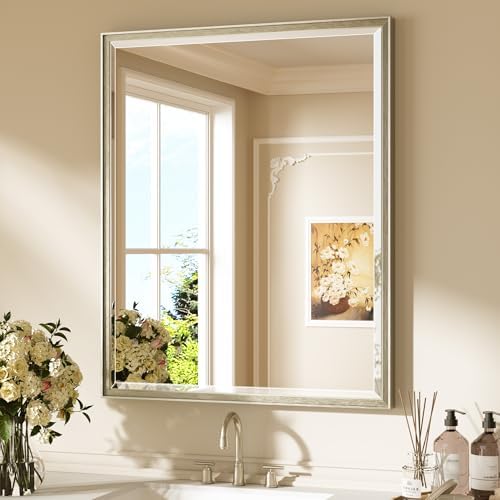 Keonjinn 30" x 36" Brushed Nickel Bathroom Mirrors for Over Sink, Rectangle