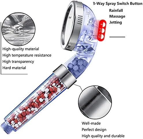 NOSAME Shower Head, Filter Filtration High Pressure Water Saving 3 Mode Function Spray Handheld Showerheads for Dry Skin & Hair