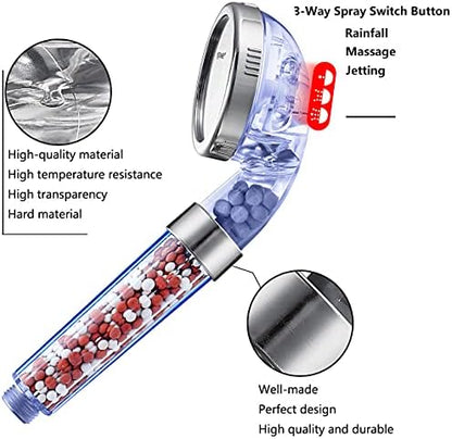 NOSAME Shower Head, Filter Filtration High Pressure Water Saving 3 Mode Function Spray Handheld Showerheads for Dry Skin & Hair