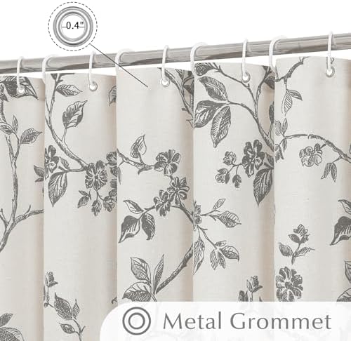 MitoVilla Extra Long Cotton Floral Shower Curtain for Bathroom,72 x 84
