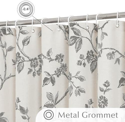 MitoVilla Extra Long Cotton Floral Shower Curtain for Bathroom,72 x 90