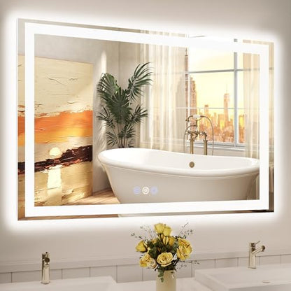 48x32 LED Bathroom Mirror, 6000LM, Separate Front and Back Lights