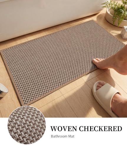 YIHOUSE Khaki Bathroom Rugs Sets 3 Pieces,Thin Bath Mat Quick Dry