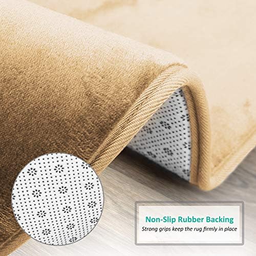 Clara Clark Bathroom Rugs, Velvet Memory Foam Bath Mat, Non-Slip, Machine Washable Bath Rugs - Dries Quickly, Ultra Soft Plush Bath Mats for Bathroom, 20 x 24, Camel Gold