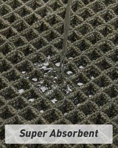 Upgraded Waffle Bath Mat Set of 2 Absorbent Bathroom Mat 17"x24" + 17"x48"