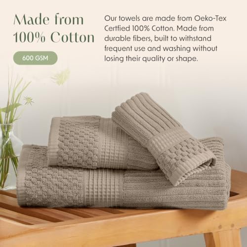 Springtree Home 100% Cotton Bath Towel Set | 6-Piece Set | Textured | Cobblestone