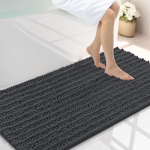 Smiry Bathroom Rugs 45X27, Extra Soft Rubber Backing Chenille Bath Mats