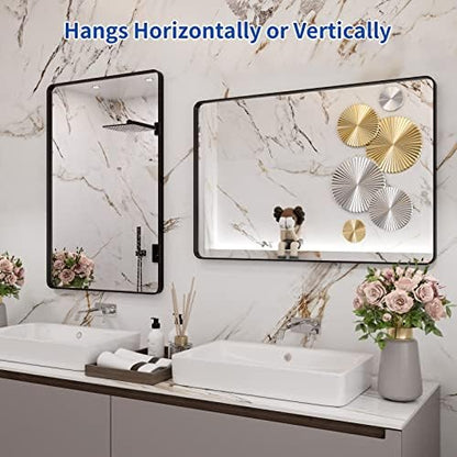 WEER Black Bathroom Vanity Mirror 24X36 Inch