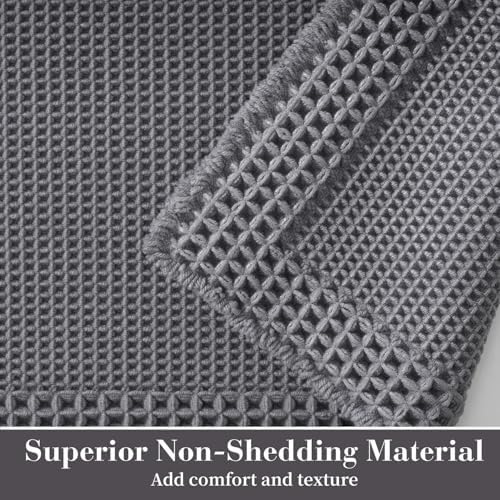 RESARE Waffle Bath Mat for Bathroom, Non Slip Bathroom Rugs 24x36 Dark Grey
