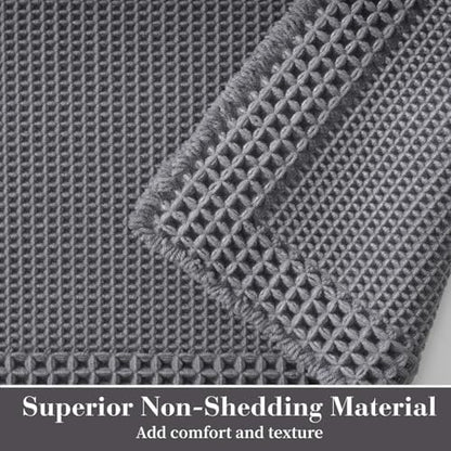RESARE Waffle Bath Mat for Bathroom, Non Slip Bathroom Rugs 24x36 Dark Grey